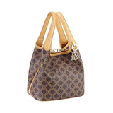 Royal Bagger Signature Coated Canvas & Vegetable-Tanned Cowhide Leather Bucket Bag, Casual Handbag for Women, Tote Bags 4260