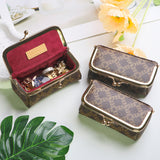 Royal Bagger Mini Jewelry Box – RFID Coated Canvas & Leather Organizer for Rings, Necklaces & Earrings, Women's Kiss Lock Purse 5125