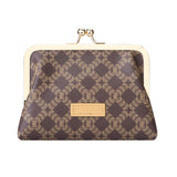 Royal Bagger Women's RFID Card Holder, Kiss Lock Coin Purse, Short Wallet, Signature Coated Canvas & Vegetable-Tanned Cowhide Leather 5120