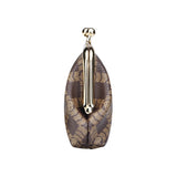 Royal Bagger Retro Kiss Lock RFID Card Holder & Coin Purse for Women, Signature Coated Canvas & Vegetable-Tanned Leather Mini Keychain Wallet, Compact Storage Bag 5243