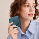 Royal Bagger Women Mini Coin Purse, Genuine Cowhide Leather Square Small Wallet, Cute Heart-Shaped Flap Closure Pocket Pouch 1604