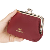 Royal Bagger Kiss Lock RFID Card Holder & Coin Purse for Women – Genuine Cow Leather Mini Wallet with Key Chain, Small Fashion Storage Bag 4243