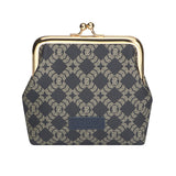 Royal Bagger Elegant Retro RFID Kiss-Lock Coin Purse for Women, Signature Coated Canvas & Vegetable-Tanned Cowhide Leather, Vintage Metal Frame Small Wallet with Card Organizer 3271