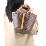 Royal Bagger Signature Coated Canvas & Vegetable-Tanned Cowhide Leather Bucket Bag, Casual Handbag for Women, Tote Bags 4260