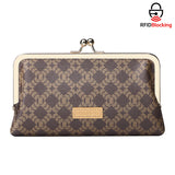 Royal Bagger PVC + Resin Tanned Leather Clutch Purses for Women, RFID Kiss Lock Wallet, Multi-card Slots Card Holder 5468