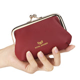 Royal Bagger Kiss Lock RFID Card Holder & Coin Purse for Women – Genuine Cow Leather Mini Wallet with Key Chain, Small Fashion Storage Bag 4243