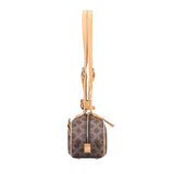 Royal Bagger Coated Canvas & Vegetable-Tanned Leather Shoulder Bag for Women – Retro Cylinder Purse, Adjustable Strap 5249