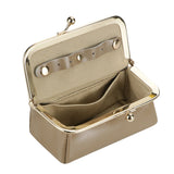 Royal Bagger Genuine Leather Jewelry Box, Mini Organizer for Rings, Necklaces & Earrings, Women's Kiss Lock Coin Purse 3125