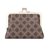 Royal Bagger Women's RFID Card Holder, Kiss Lock Coin Purse, Short Wallet, Signature Coated Canvas & Vegetable-Tanned Cowhide Leather 5120