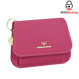 Royal Bagger Multi-card Slots Short Wallet Genuine Leather Credit Card Holder RFID Blocking Coin Purse with Keychain 2443