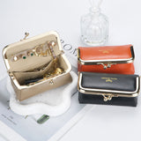 Royal Bagger Genuine Leather Jewelry Box, Mini Organizer for Rings, Necklaces & Earrings, Women's Kiss Lock Coin Purse 3125