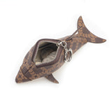 Royal Bagger Small Fish Shaped Coin Purse Keychain, Signature Coated Canvas & Vegetable-Tanned Leather Zipper Pouch with Key Ring for Coins and Keys 3276
