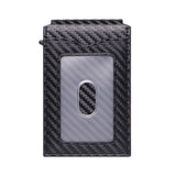 Royal Bagger Men’s Minimalist Pop-Up Metal & Genuine Cow Leather Card Holder Case, RFID Blocking Slim Wallet with Magnetic Closure, Lightweight Carbon Fiber Travel Wallet 5246