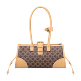 Royal Bagger Women's Shoulder Bag, Coated Canvas & Vegetable-Tanned Cowhide Leather, Retro Large Capacity Underarm Tote 5265