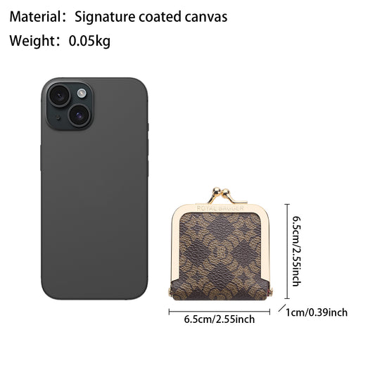 Royal Bagger Mini Ultra-Thin Jewelry Box & Kiss Lock Purse – Signature Coated Canvas, Women's Essential 8120