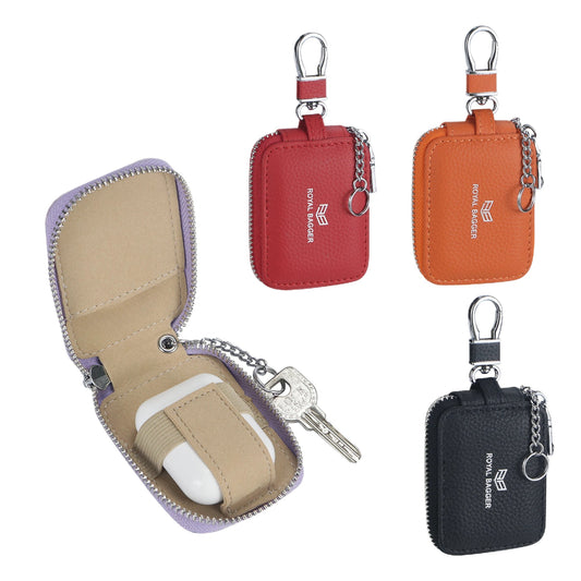 3901 Leather Earphone Pouch with Keychain