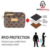 Royal Bagger Women's RFID Coin Purse – Signature Coated Canvas & Vegetable-Tanned Cowhide Leather, Multi-Zipper Clutch Wallet with Keychain & Wristlet 2903