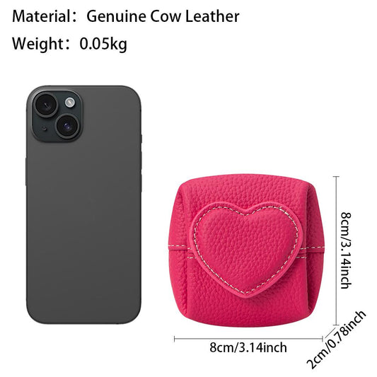 1604 Leather Heart-Flap Coin Pouch