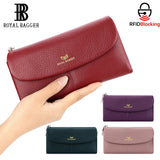 Royal Bagger Women’s RFID Blocking Long Wallet – Genuine Cow Leather Trifold Purse with Multi-Card Slots & Magnetic Closure 5063
