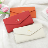 Royal Bagger Envelop Long Wallet - RFID Blocking Simple Solid Color Multi-card Slots Card Holder Genuine Leather Purse 2480