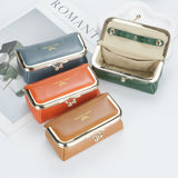 Royal Bagger Genuine Leather Jewelry Box, Mini Organizer for Rings, Necklaces & Earrings, Women's Kiss Lock Coin Purse 3125