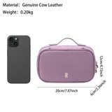 Royal Bagger Premium Genuine Leather Travel Makeup Wash Bag, Multi Compartment Cosmetic Organizer with Mesh Pocket & Elastic Bands, Portable Compact Skincare Hair Care Storage Case for Business Trip Vacation 3300