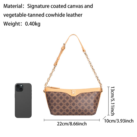 5263 Canvas & Leather Chain Shoulder Bag