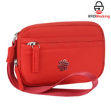 9102 Nylon RFID Wristlet Wallet for Women, Waterproof Multi-Zip Travel Purse