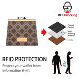 Royal Bagger Women’s RFID Credit Card Holder Wallet – Vintage Coin Purse with Signature Coated Canvas & Vegetable-Tanned Cowhide Leather, Kiss Lock Short Wallet 5242