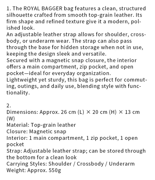 Royal Bagger Genuine Cow Leather Crossbody Bag for Women, Retro Fashion Underarm Shoulder Purse, Large Capacity 3268
