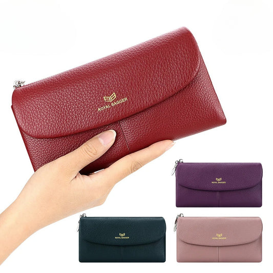 5063 Leather RFID Long Trifold Wallet