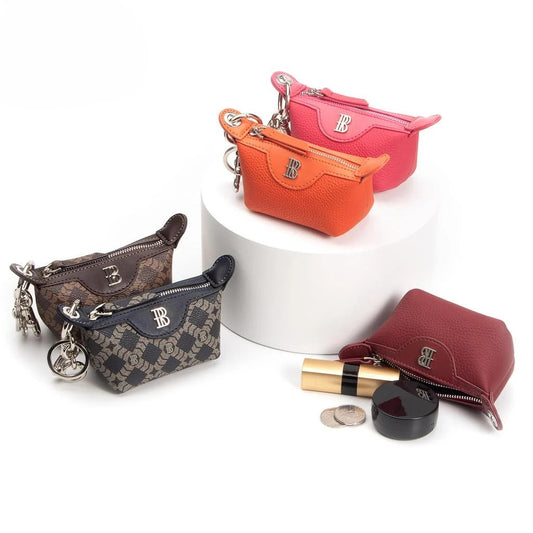 4290 Leather Zip Coin Pouch with Keychain