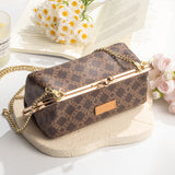 Royal Bagger Women's Chain Handbag, Kiss-Lock Clasp Box Bag & Wallet, Signature Coated Canvas & Vegetable-Tanned Leather 5271