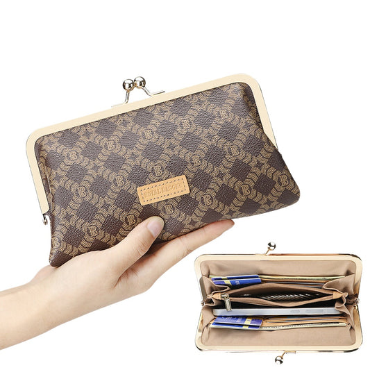 5468 Canvas & Leather RFID Kiss-Lock Clutch