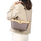 Royal Bagger Chain Shoulder Bag for Women, Signature Coated Canvas & Vegetable-Tanned Cowhide Leather Underarm Purse, Fashion Retro Handbag 5263