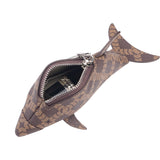 Royal Bagger Small Fish Shaped Coin Purse Keychain, Signature Coated Canvas & Vegetable-Tanned Leather Zipper Pouch with Key Ring for Coins and Keys 3276