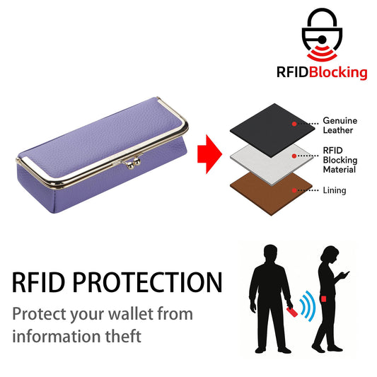 Royal Bagger Genuine Leather RFID Blocking Fashion Glasses Case, Pencil Bag with Kiss Lock, Organizer for Rings, Necklaces & Earrings for Women 4135