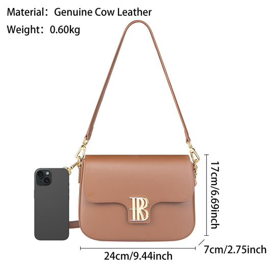 3245 Genuine Leather Box Crossbody Bag