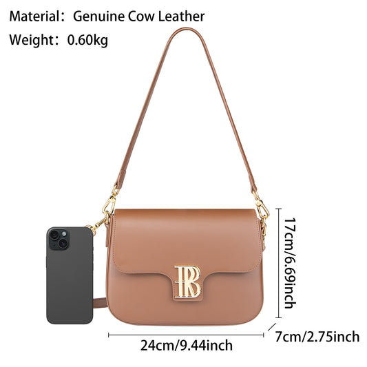 Royal Bagger Crossbody Box Bag for Women, Genuine Cowhide Leather, Elegant Small Shoulder Purse, Compact Daily Handbag 3245
