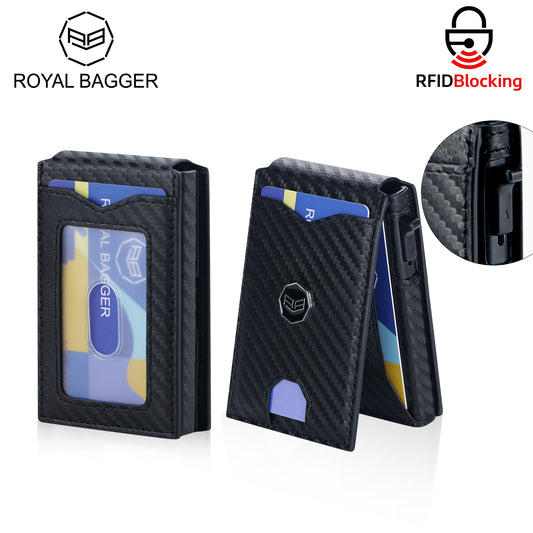 Royal Bagger Carbon Fiber Men's Wallet, Quick Card Access, RFID Blocking, 12 - Card Capacity with ID Window & Magnetic Closure 3246