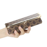 Royal Bagger Women's Eyeglass Case & Coin Purse, RFID Pencil Bag with Kiss Lock, Coated Canvas & Vegetable-Tanned Leather 5135