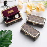 Royal Bagger Mini Jewelry Box – RFID Coated Canvas & Leather Organizer for Rings, Necklaces & Earrings, Women's Kiss Lock Purse 5125