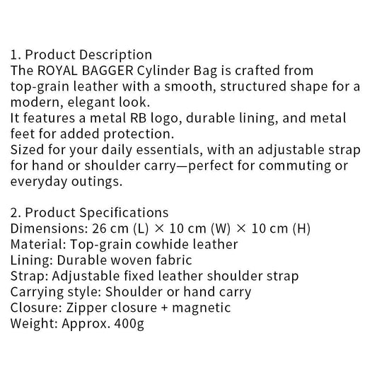 Royal Bagger Genuine Cow Leather Shoulder Handbag for Women, Cylinder Purse with Adjustable Strap, Fashion Women's Bag 3249