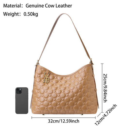Royal Bagger Genuine Leather Quilted Crossbody Bag for Women, Soft-Textured Underarm Purse, Versatile Shoulder & Crossbody for Commuting 3267