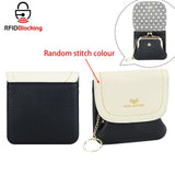 Royal Bagger Color Block Mini Coin Purse, RFID Simple Credit Card Holder with Kiss Lock, Genuine Leather Casual Storage Bag 1922