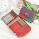 Royal Bagger Color Block RFID Short Wallets Genuine Leather Multi-card Slots Card Holder Trifold Purse Magnetic Opening 2053