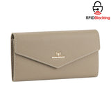 Royal Bagger Envelop Long Wallet - RFID Blocking Simple Solid Color Multi-card Slots Card Holder Genuine Leather Purse 2480