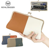 Royal Bagger Contrast Clutch Purses for Women, Genuine Leather Evening Bag with Kiss Lock, Multi Layer Mobile Phone Wallet 1946