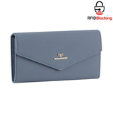 Royal Bagger Envelop Long Wallet - RFID Blocking Simple Solid Color Multi-card Slots Card Holder Genuine Leather Purse 2480