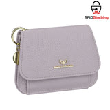 Royal Bagger Multi-card Slots Short Wallet Genuine Leather Credit Card Holder RFID Blocking Coin Purse with Keychain 2443